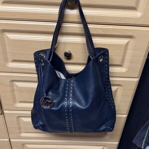 Michael Kors Dark Blue Studded Shoulder Bag